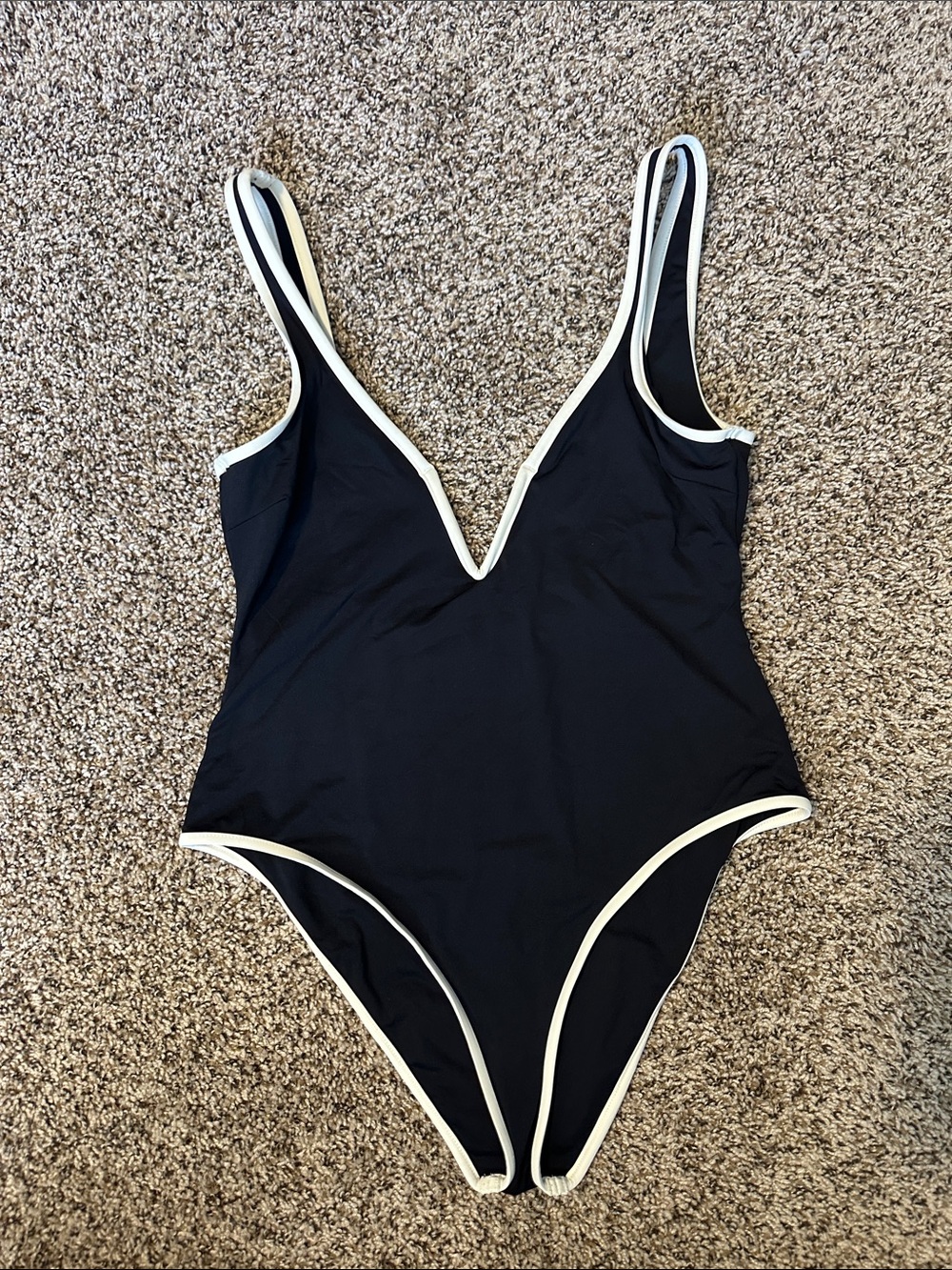 L*Space Coco One-Piece Swimsuit | Size Medium | White Piping Detail